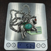 BIG MEN'S VINTAGE Natural Turquois 925 SILVER Horse Shape Pendant Necklace